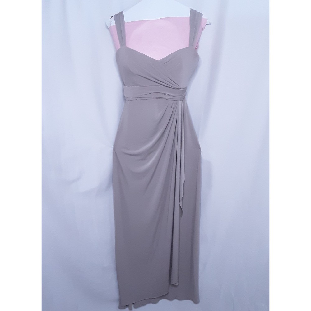 Amsale Womens Beige Ruched Empire Waist Evening Gown Size 8